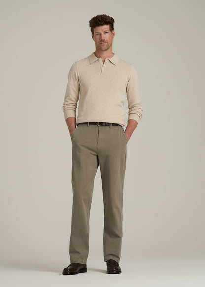 4 Way Stretch Commuter Straight Chino Pants in Dusty Khaki