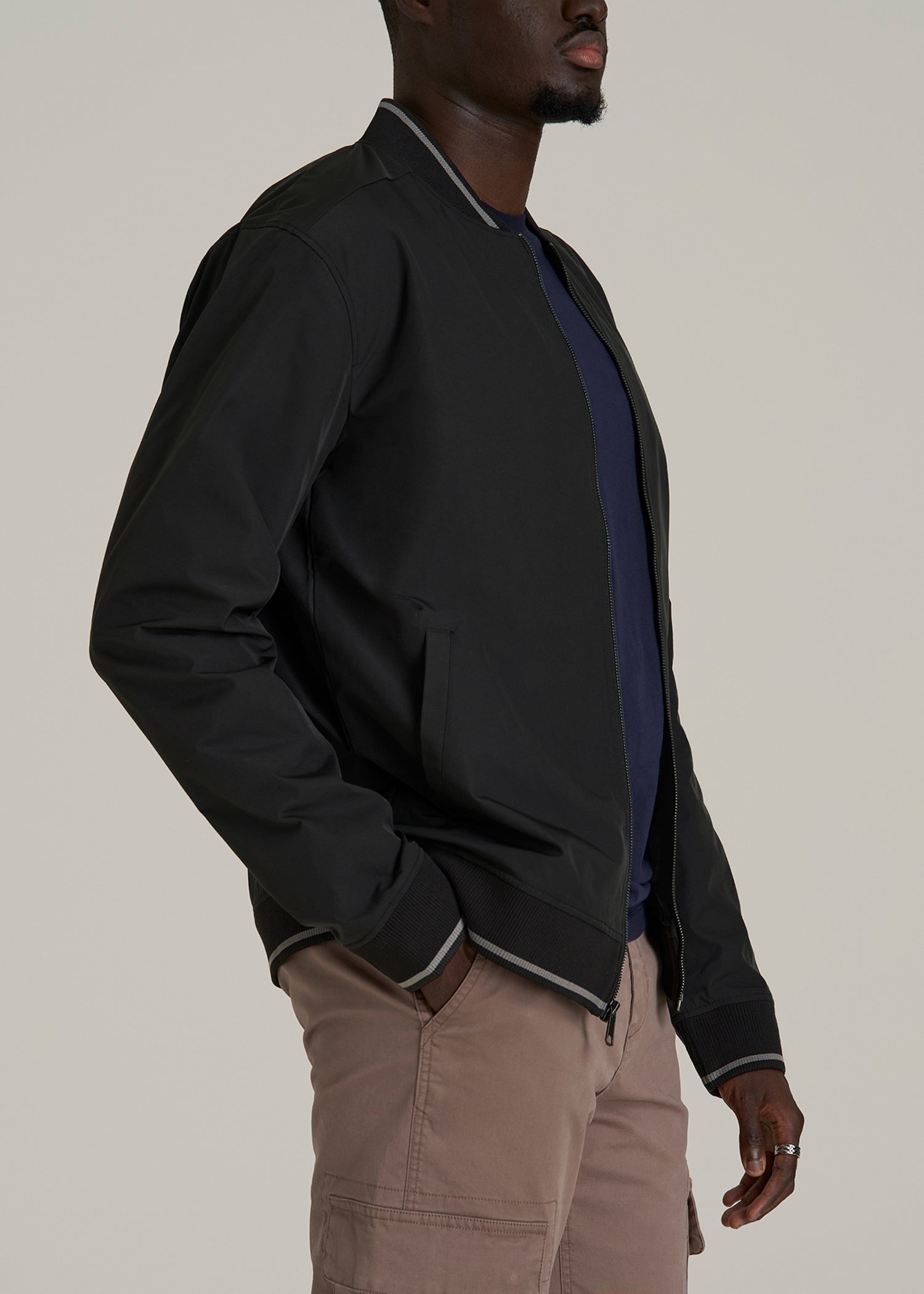 A.T. Bomber Jacket for Tall Men in Black
