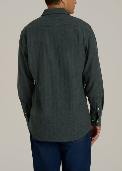 Nelson Flannel Shirt for Tall Men in Balsam Green Chevron
