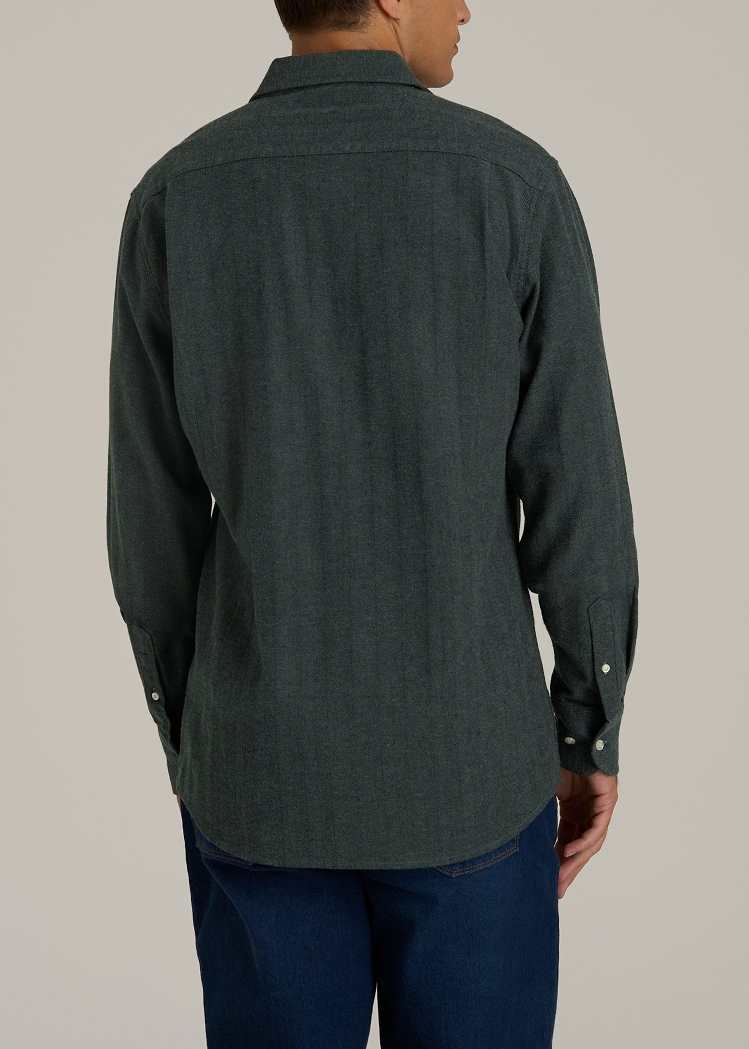 Nelson Flannel Shirt for Tall Men in Balsam Green Chevron