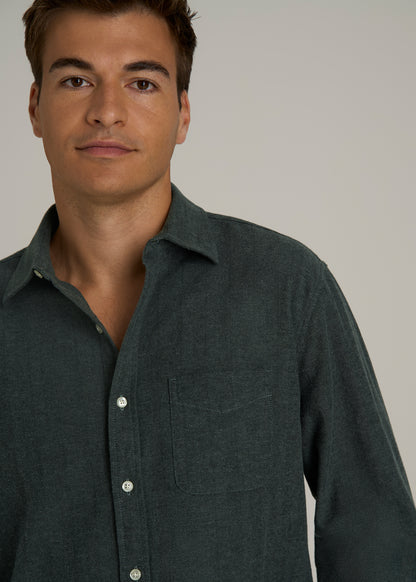 Nelson Flannel Shirt for Tall Men in Balsam Green Chevron