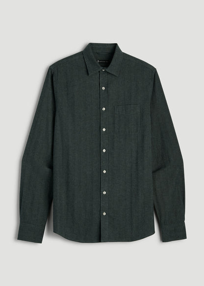 Nelson Flannel Shirt for Tall Men in Balsam Green Chevron