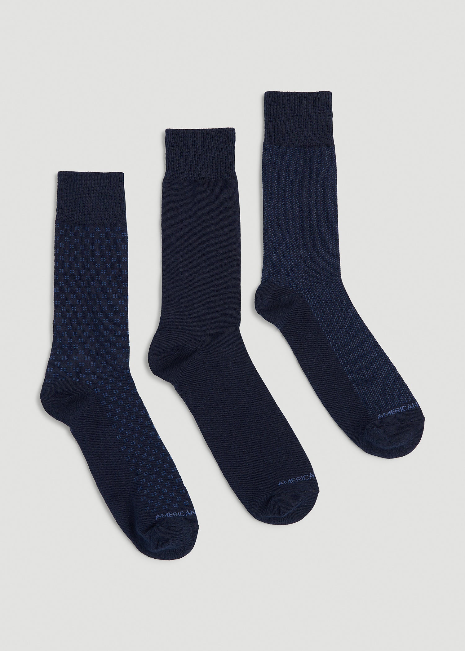 Dress Socks Size 14 to 17 (3-Pack) for Tall Men in True Navy