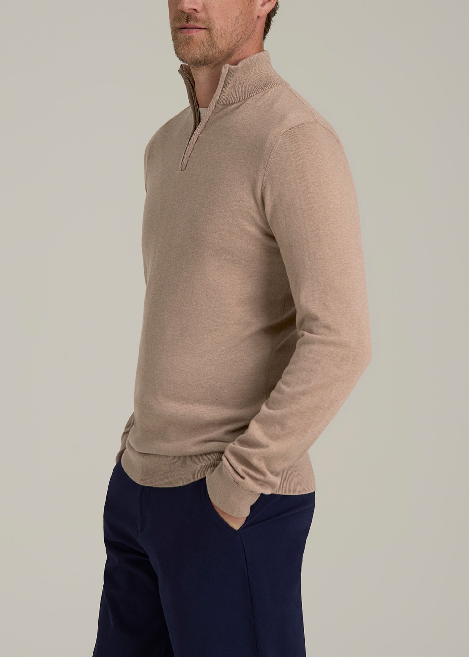 Everyday Quarter Zip Sweater in Stucco