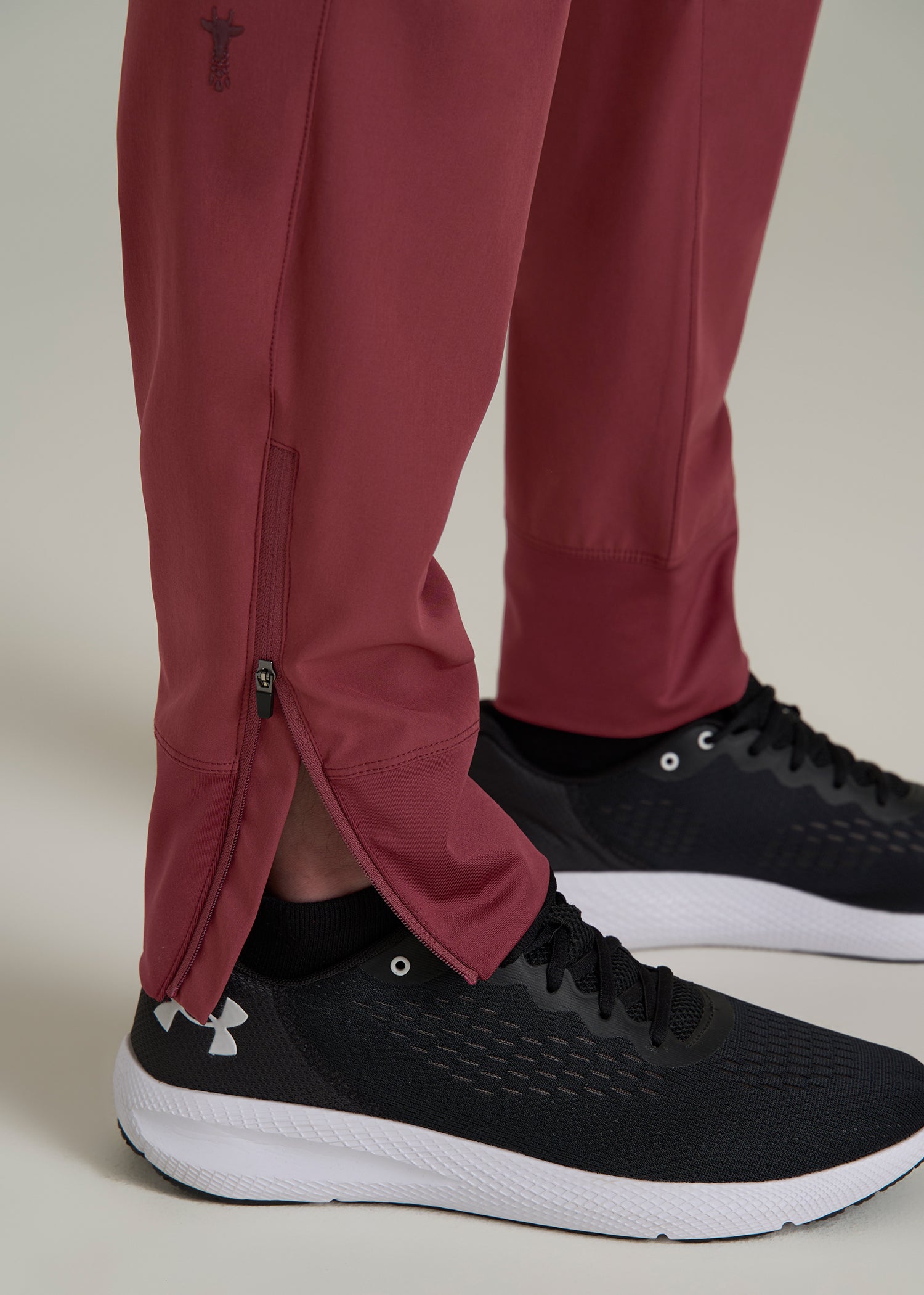Featherweight Perforated Training Joggers for Tall Men in Oxblood Red