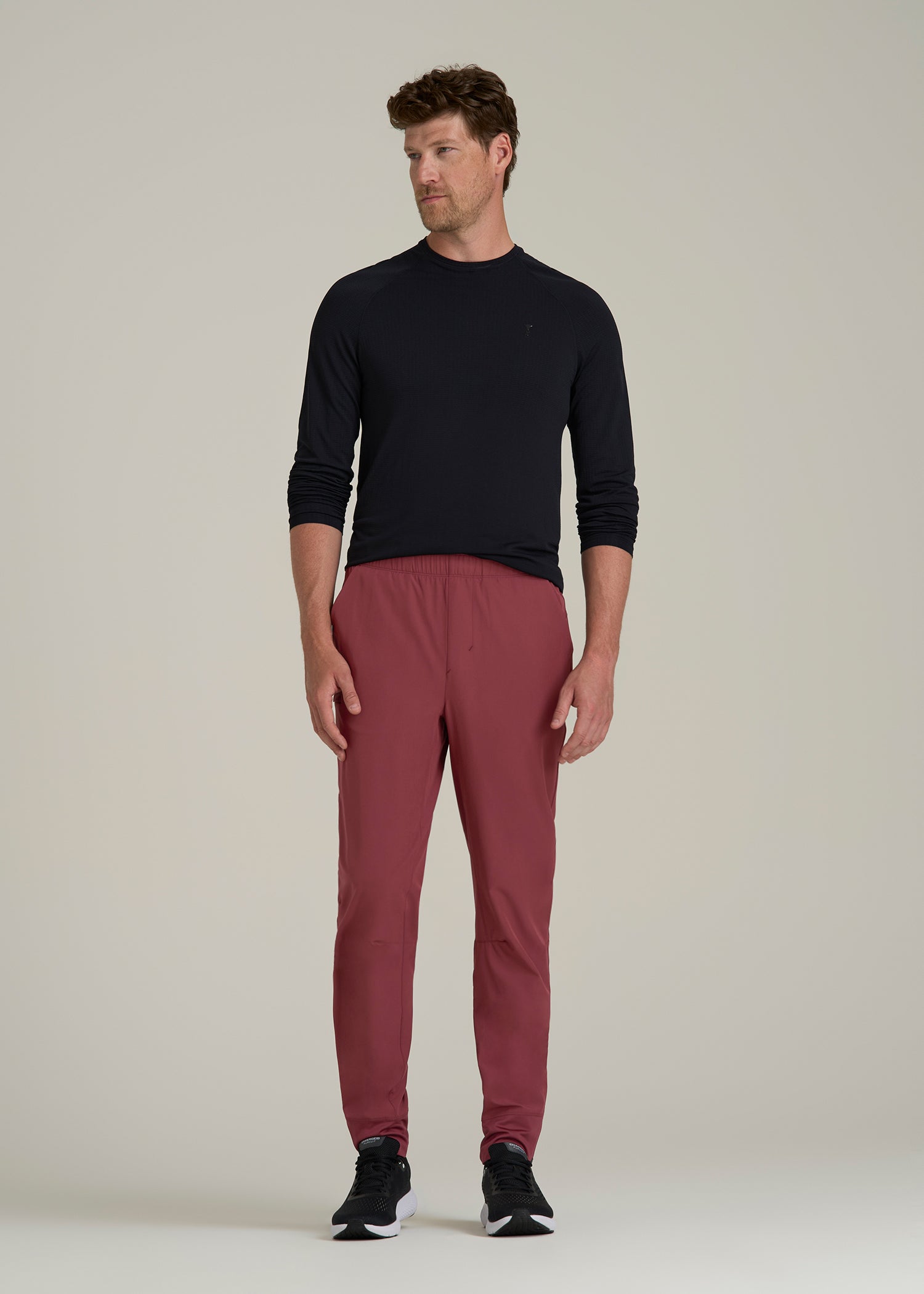Featherweight Perforated Training Joggers for Tall Men in Oxblood Red