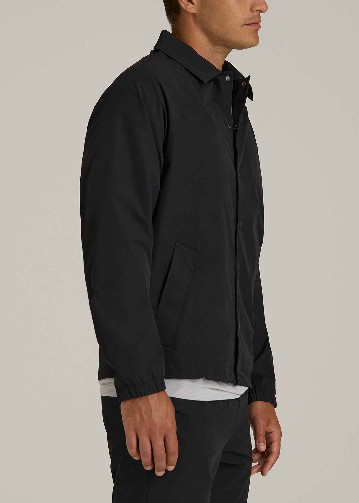 Flex Nylon Coach's Jacket for Tall Men in Black