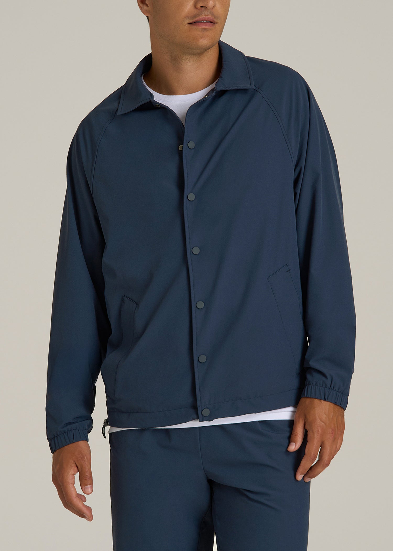 Flex Nylon Coach's Jacket for Tall Men in Navy Blue