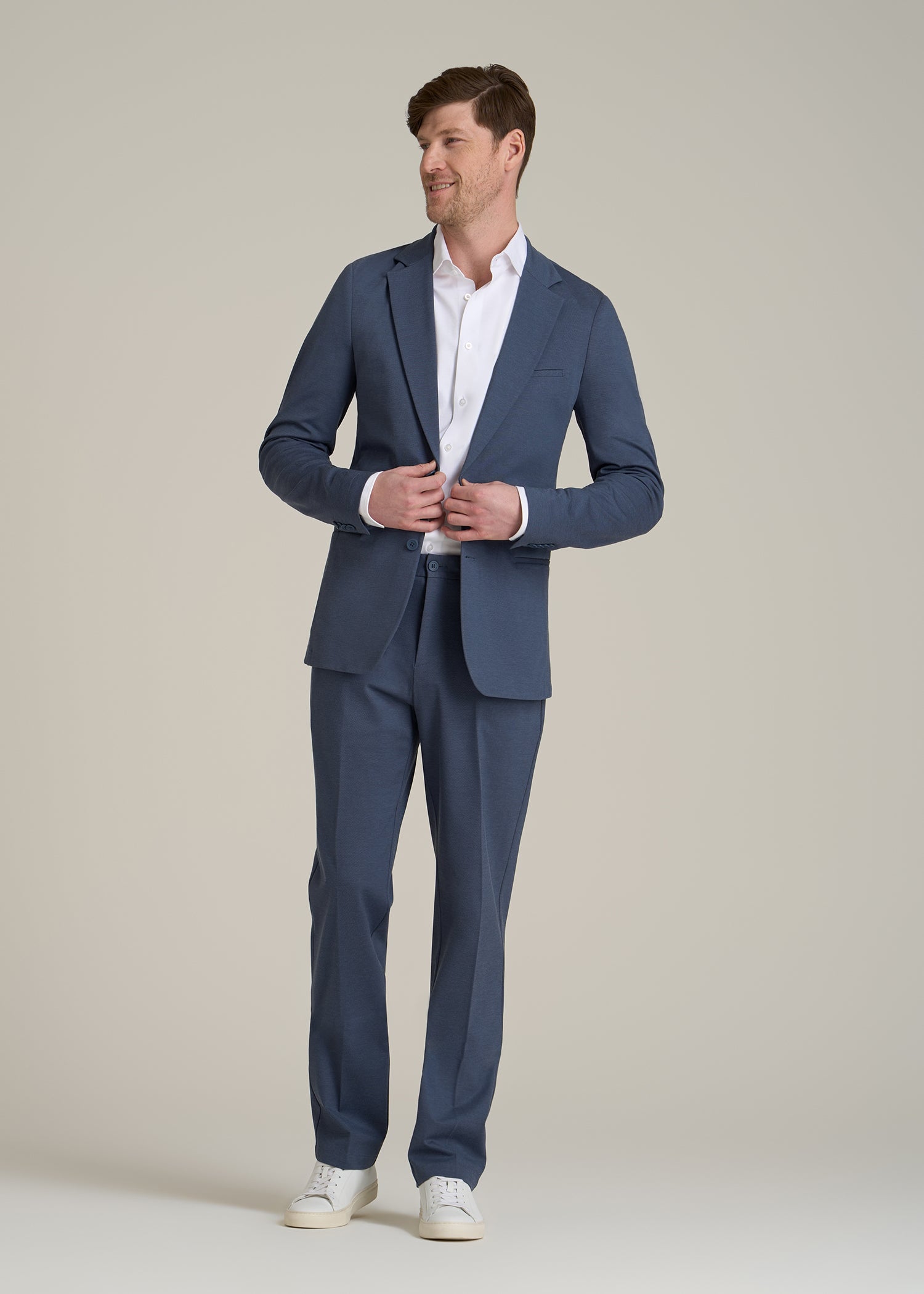 Flex Tech Suit Jacket for Tall Men in Medium Blue Nailhead