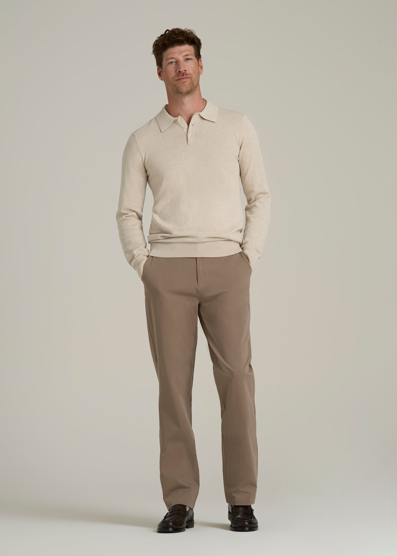 Men’s Tall Polo Sweater in Vanilla Latte Mix