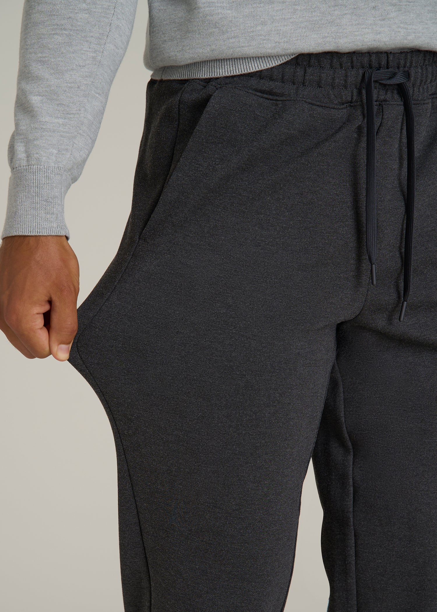 Soft Flex Ponte Jogger for Tall Men in Dark Charcoal Heather