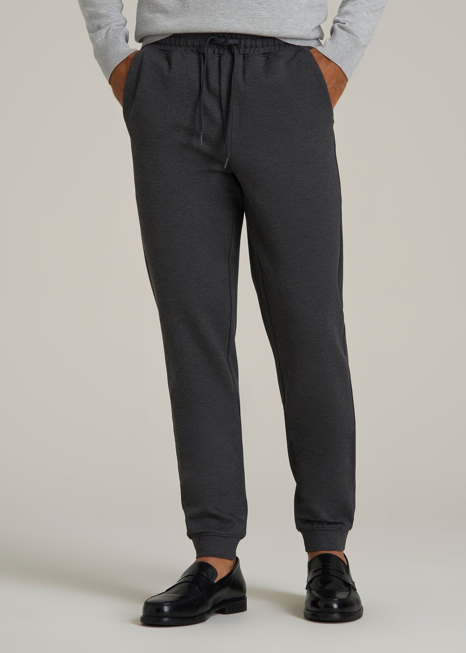 Soft Flex Ponte Jogger for Tall Men in Dark Charcoal Heather