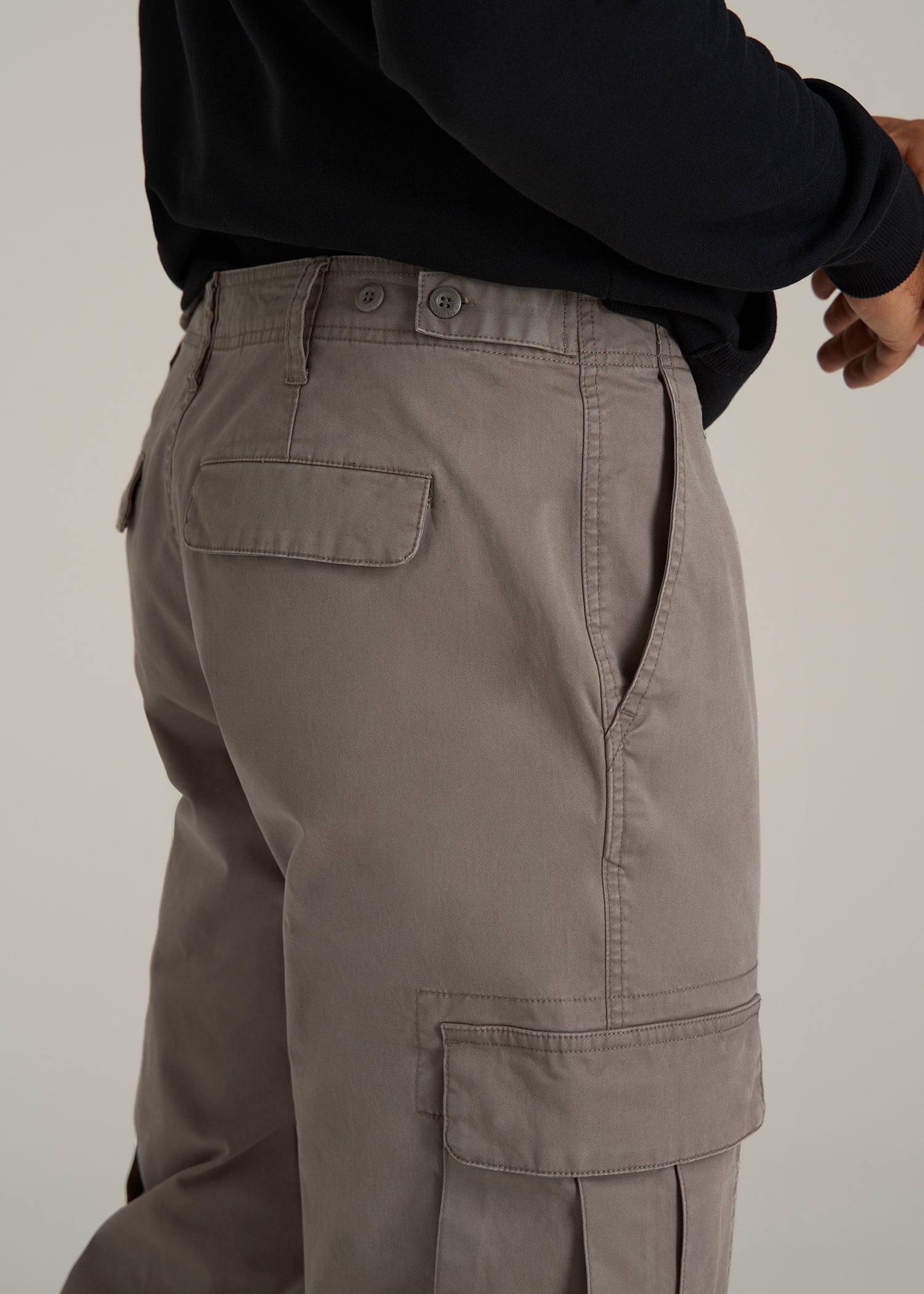 Straight Fit Vintage Washed Cargo Pants for Tall Men in Portobello