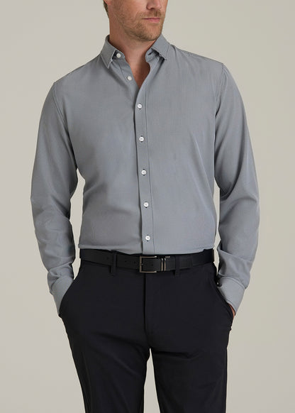 Traveler Stretch Dress Shirt for Tall Men in Navy and White Houndstooth