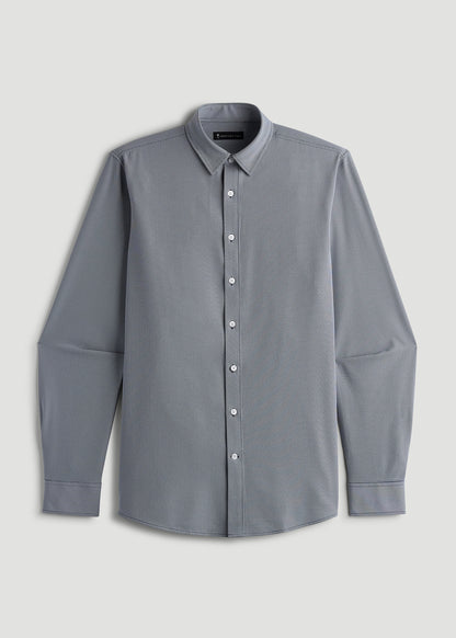 Traveler Stretch Dress Shirt for Tall Men in Navy and White Houndstooth