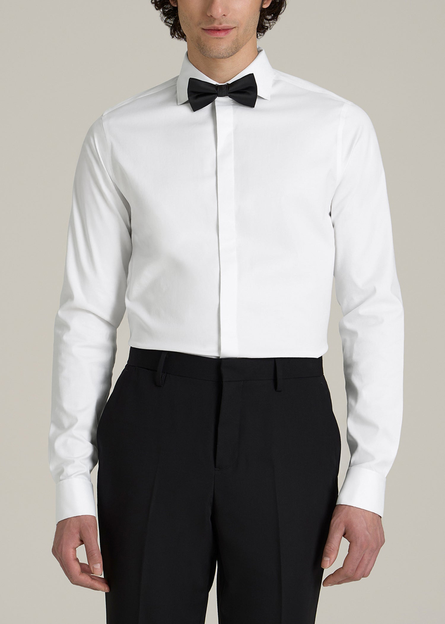 Tuxedo Shirt for Tall Men in White