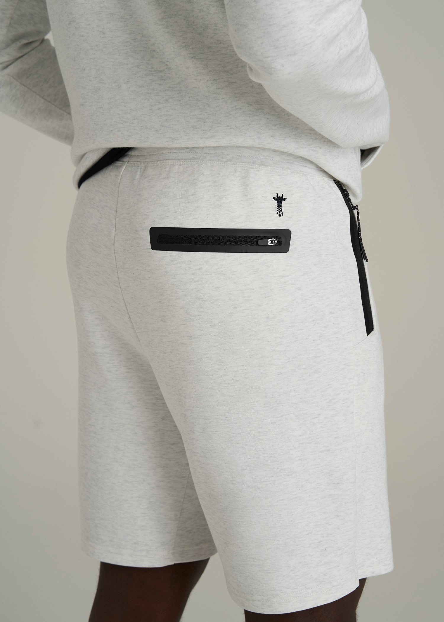 Tech Motion Fleece Shorts for Tall Men in Heather Frost