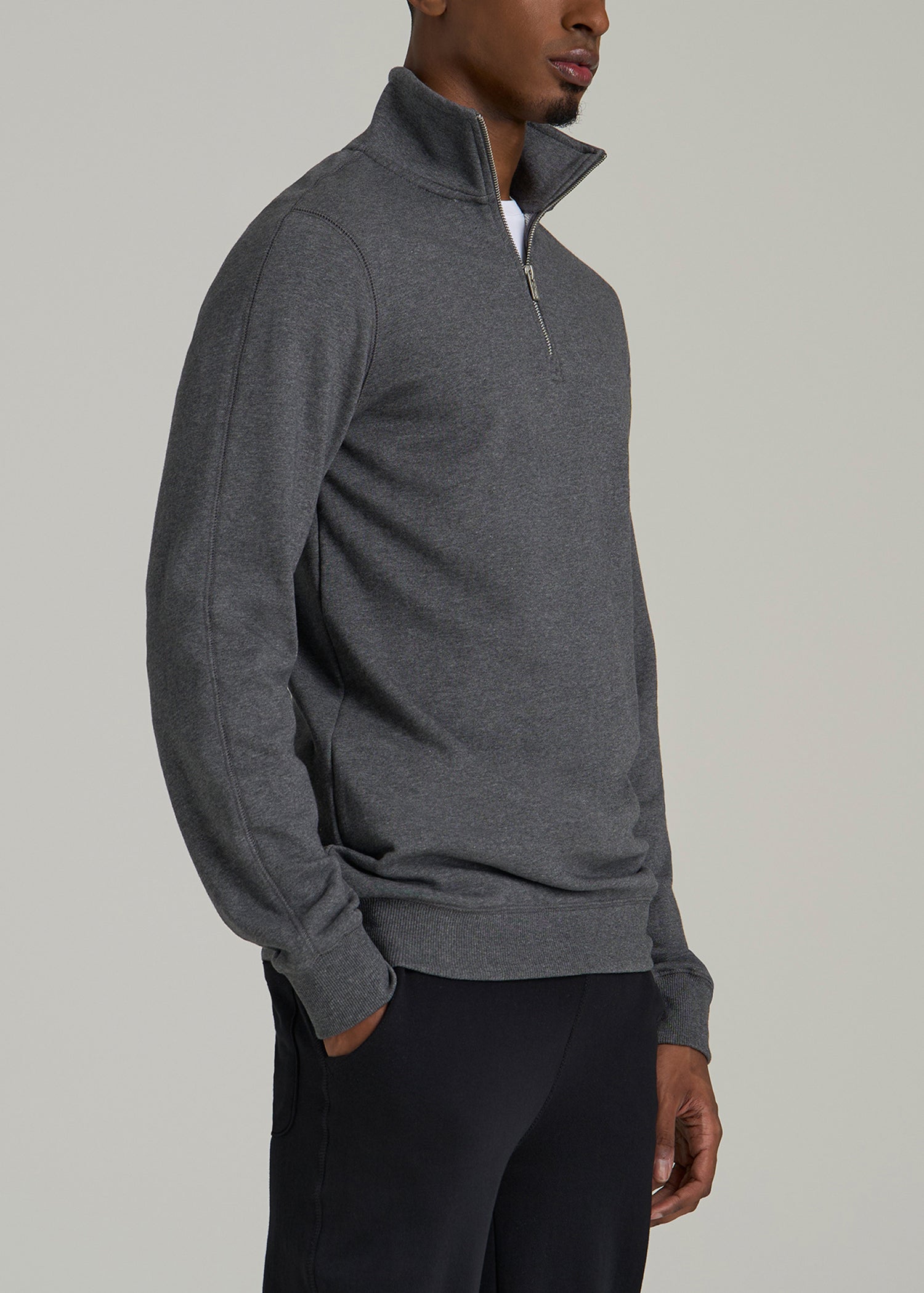 Wearever 2.0 French Terry Quarter-Zip Tall Men's Sweatshirt in Charcoal Mix