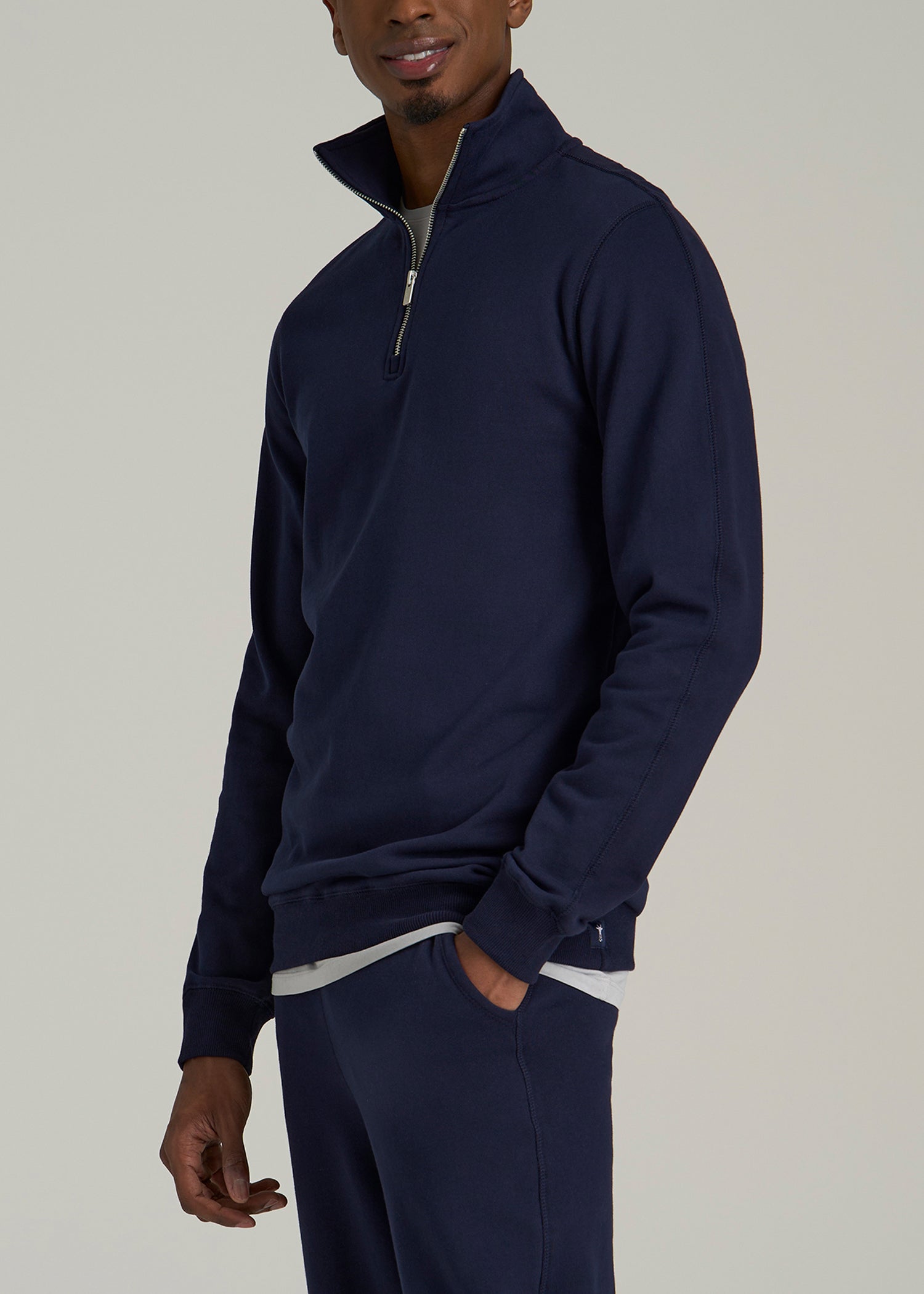Wearever 2.0 French Terry Quarter-Zip Tall Men's Sweatshirt in Evening Blue