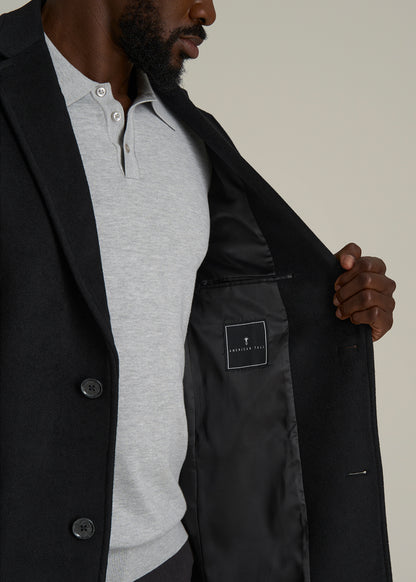 Wool Coat for Tall Men in Black