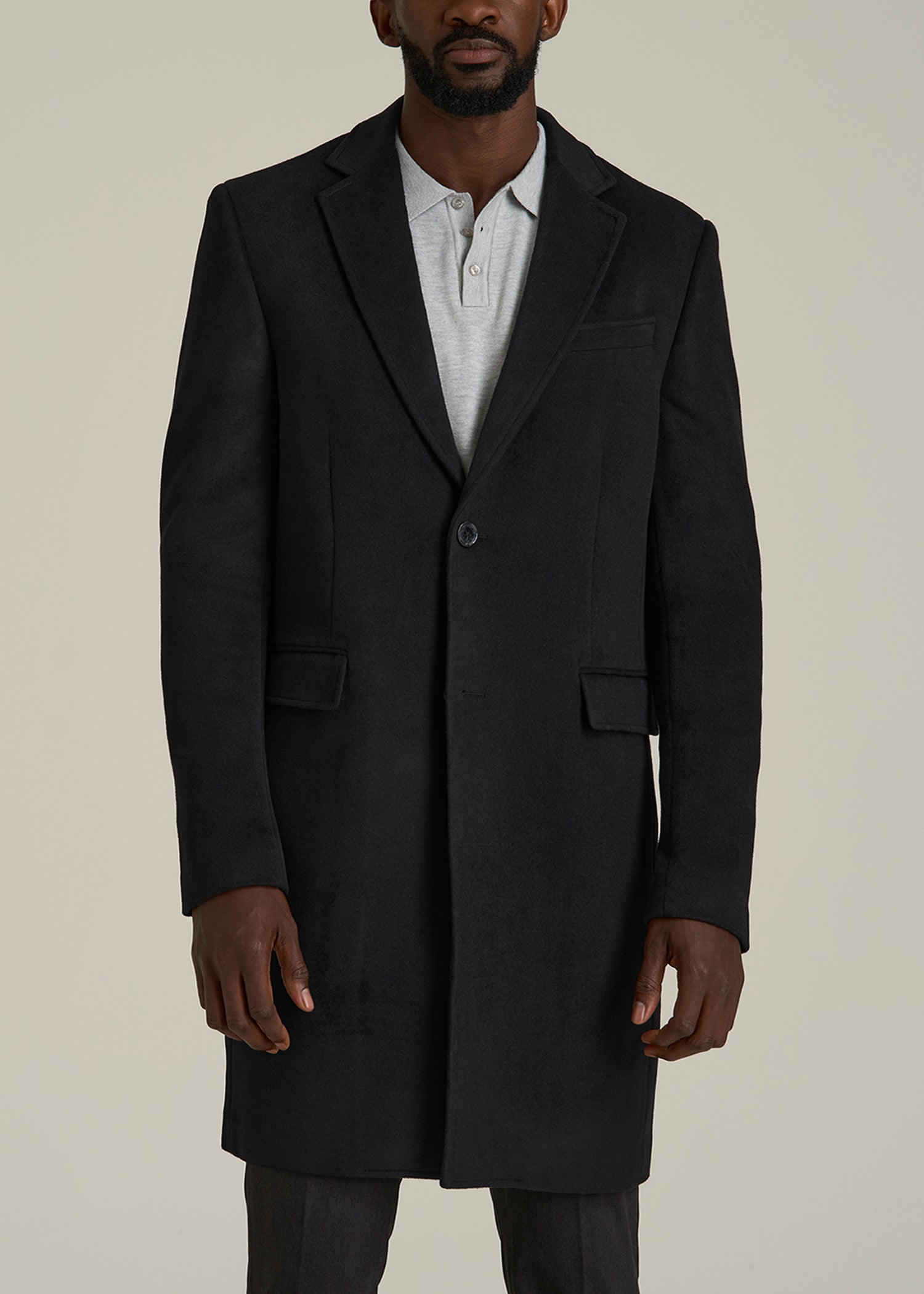 Wool Coat for Tall Men in Black