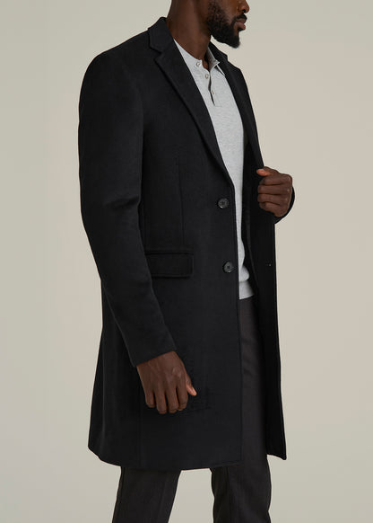 Wool Coat for Tall Men in Black