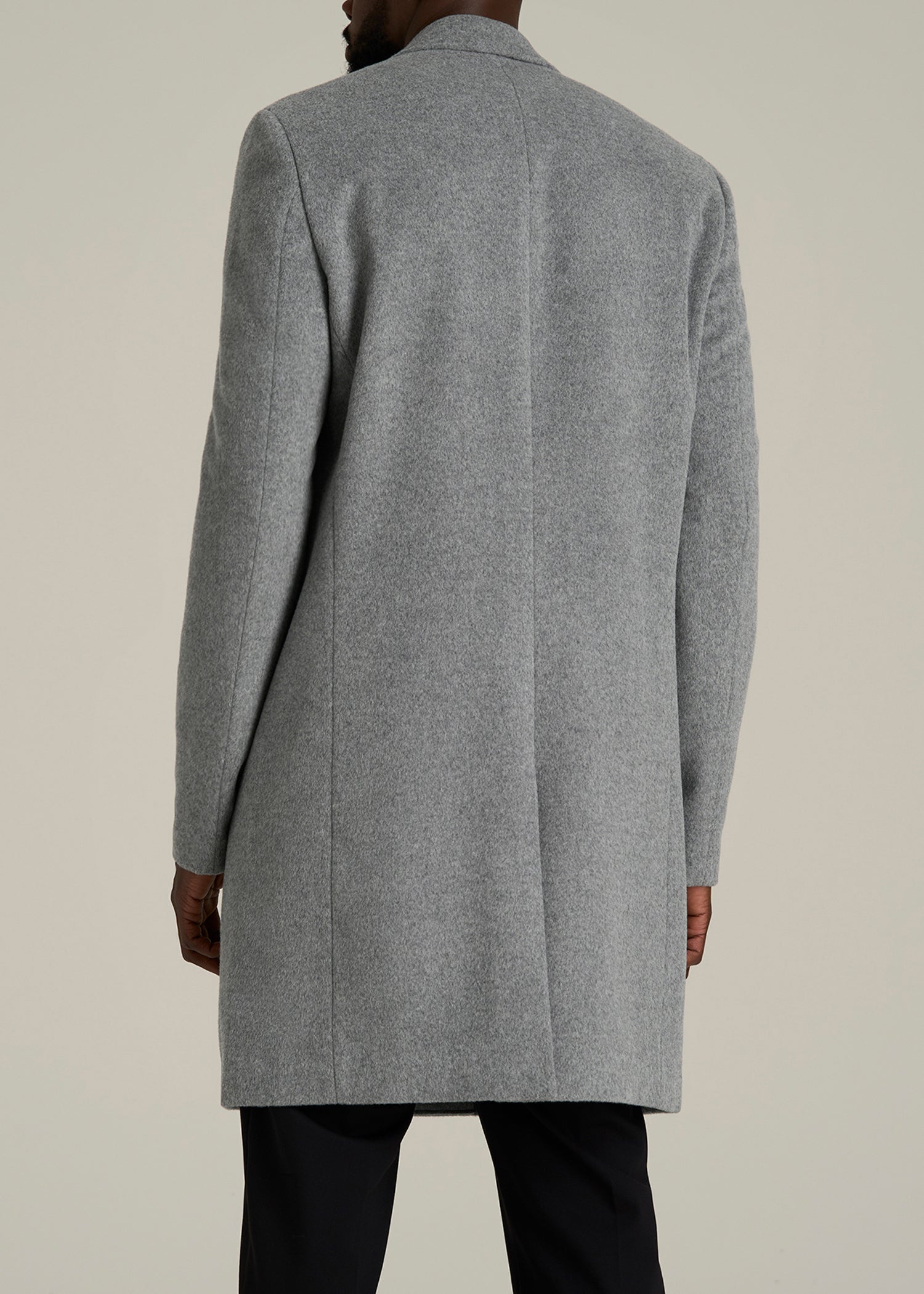 Wool Coat for Tall Men in Mid Grey Mix