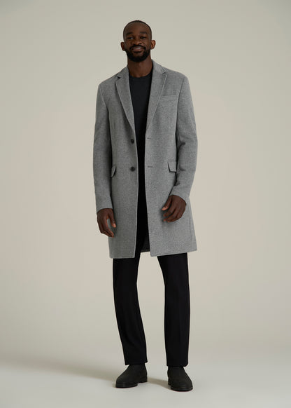 Wool Coat for Tall Men in Mid Grey Mix