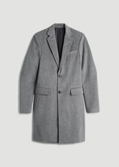 Wool Coat for Tall Men in Mid Grey Mix