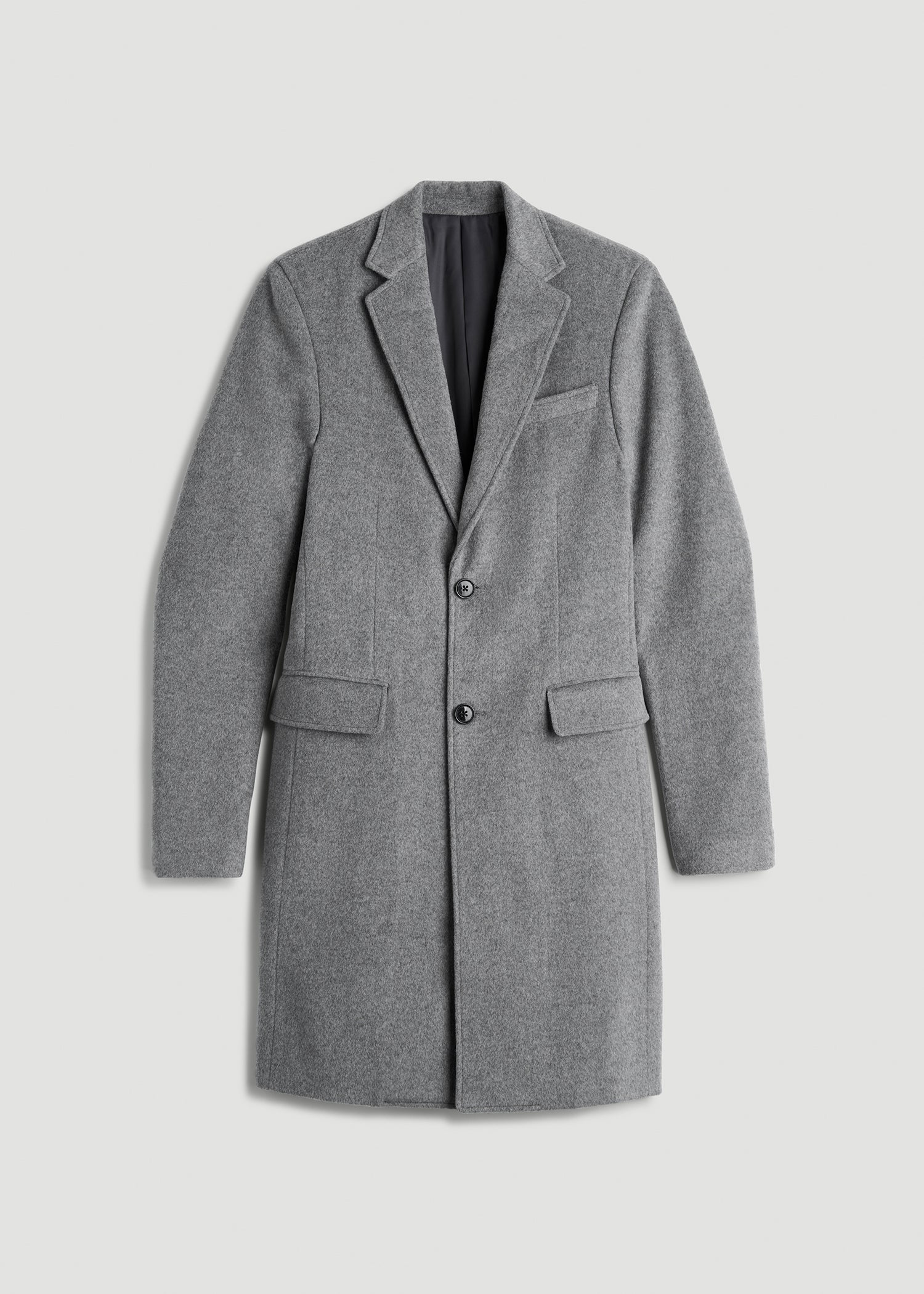Wool Coat for Tall Men in Mid Grey Mix