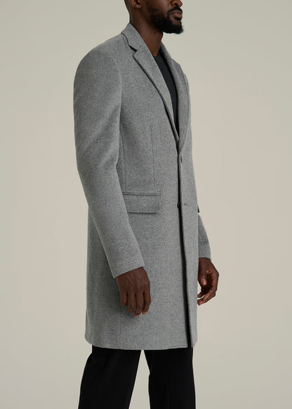 Wool Coat for Tall Men in Mid Grey Mix