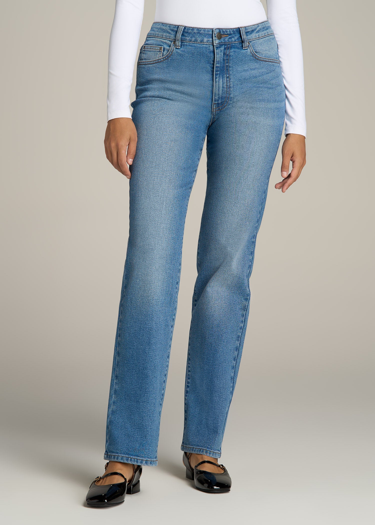 Harper High Rise Straight Stretch Tall Women's Jeans in Colorado Blue