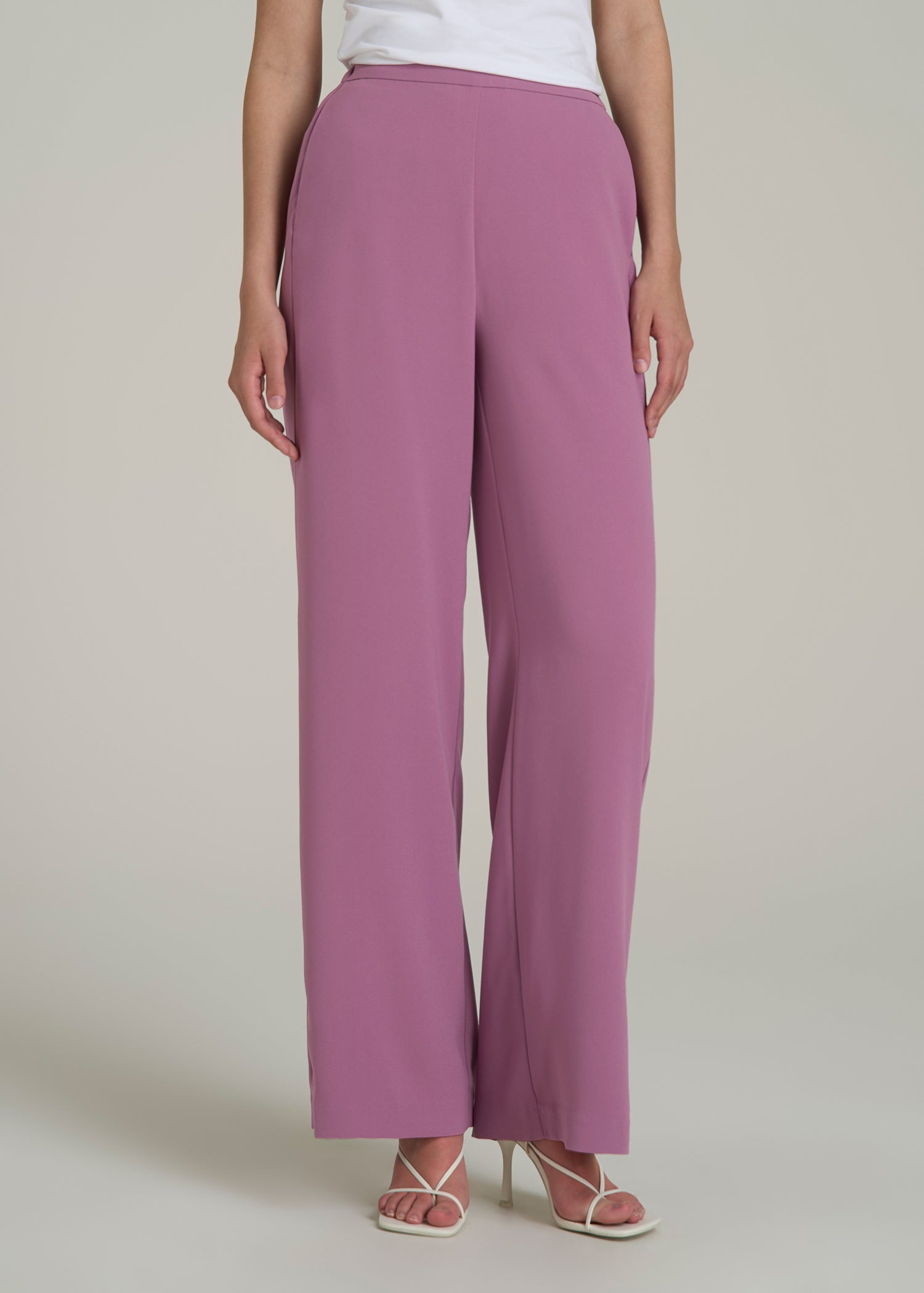 Pull-On Crepe Ultra Wide Pants for Tall Women in Argyle Purple