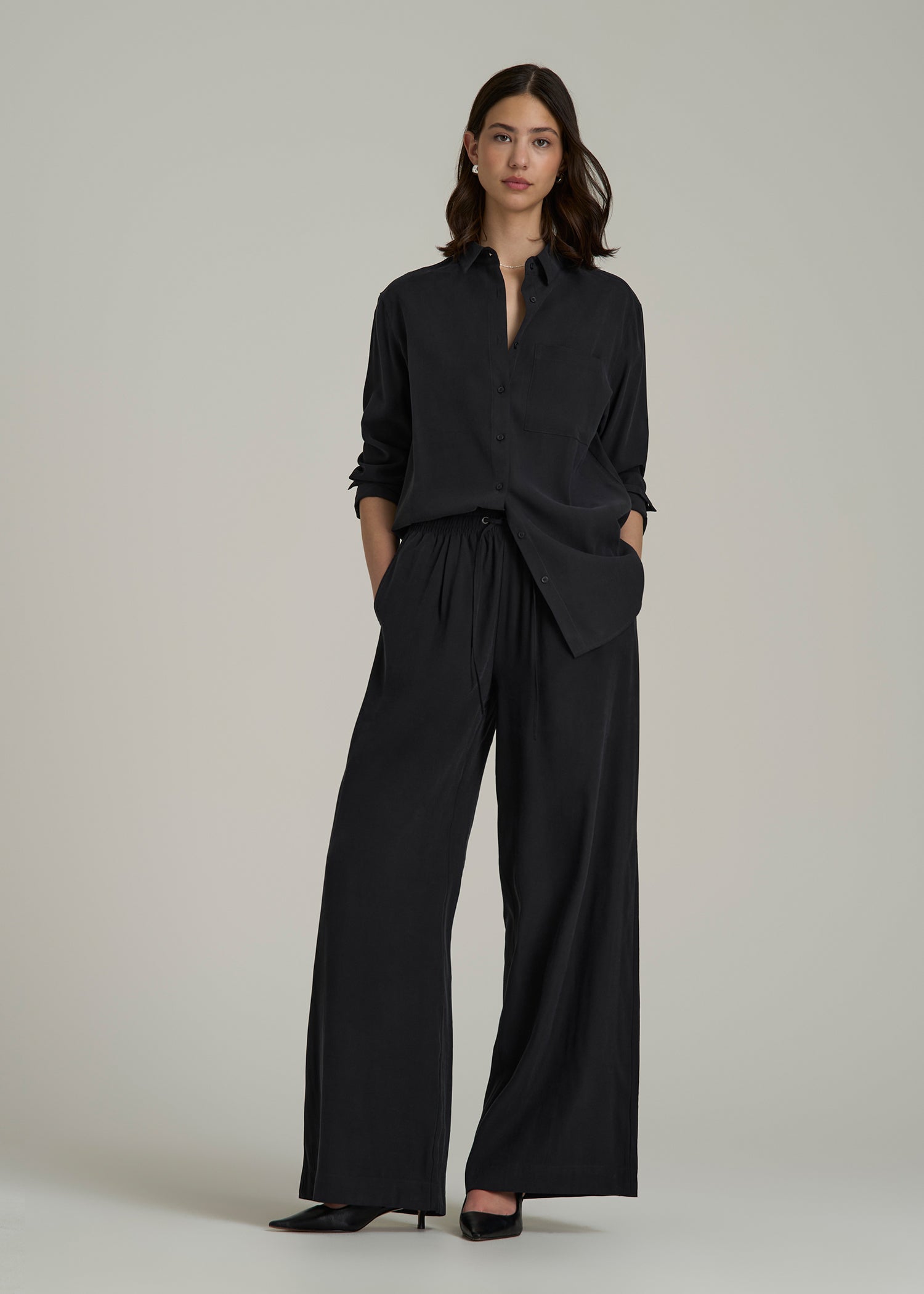 Relaxed Pull-On Pants for Tall Women in Vintage Black