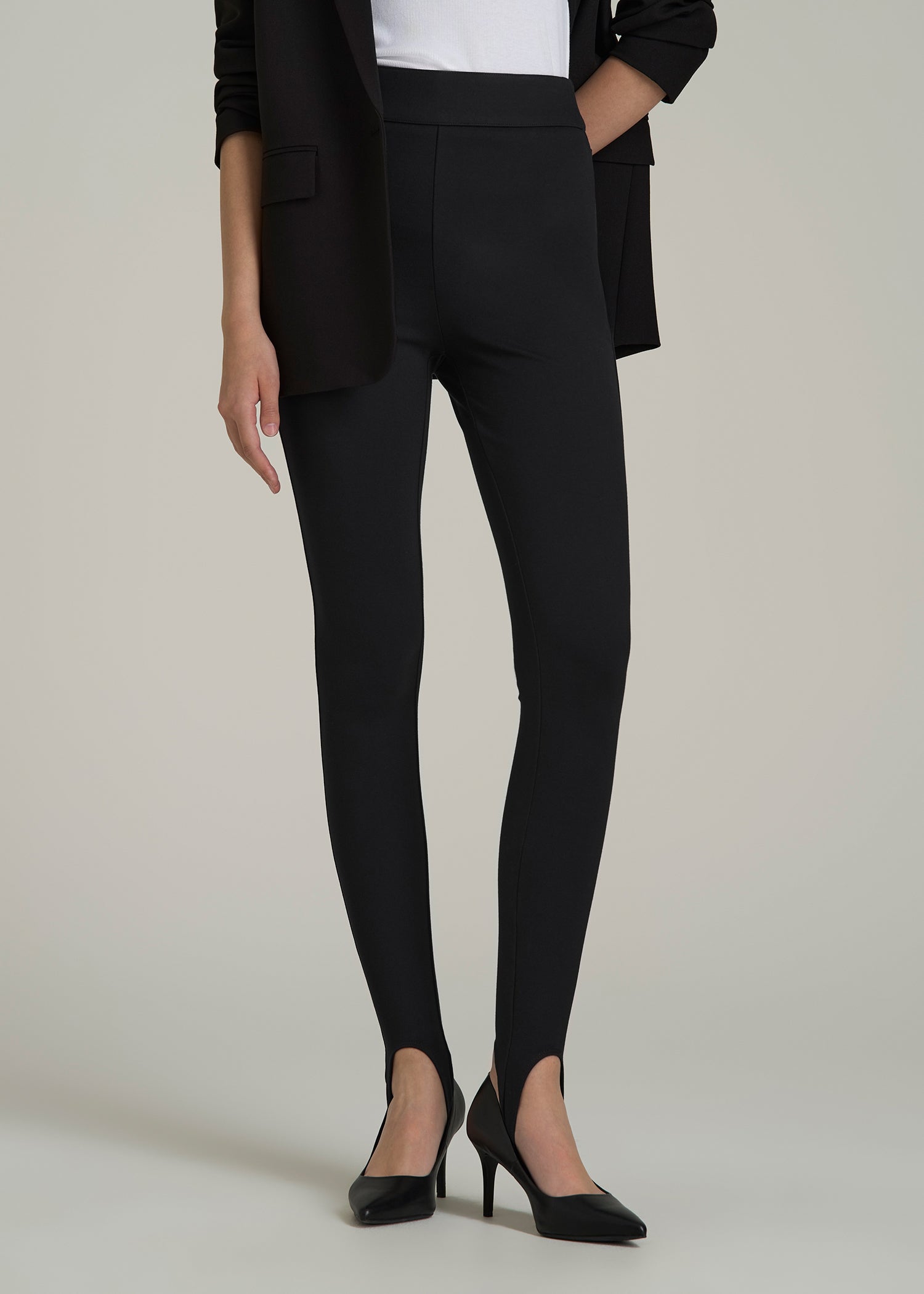 Soft Flex Ponte Stirrup Pants  for Tall Women in Black