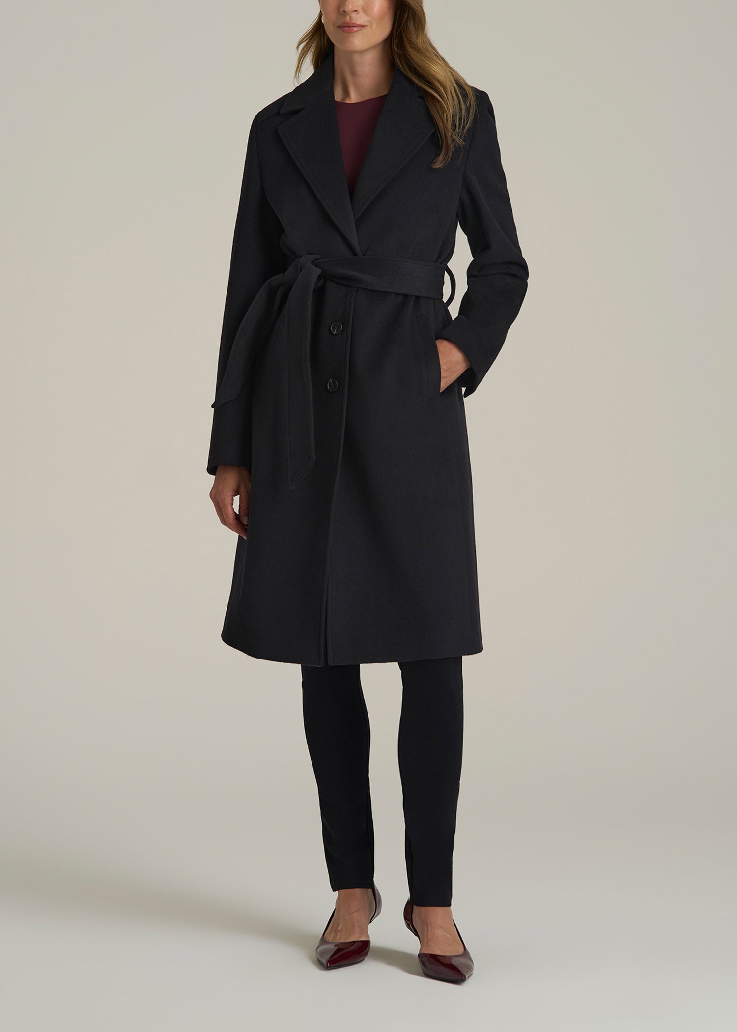 Wool Coat for Tall Women in Black