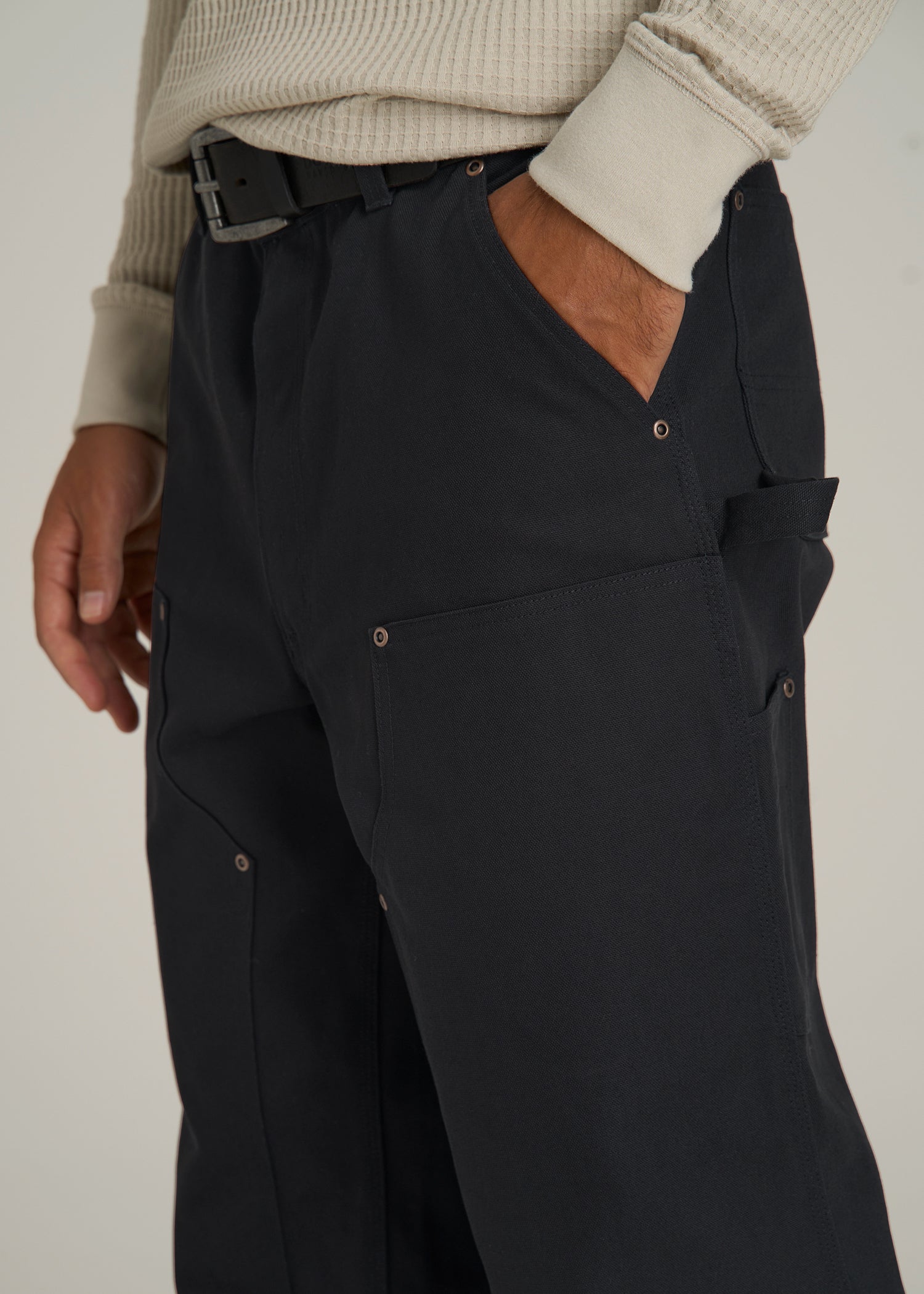 LJ&S Double Front Utility Work Pants for Tall Men in Black