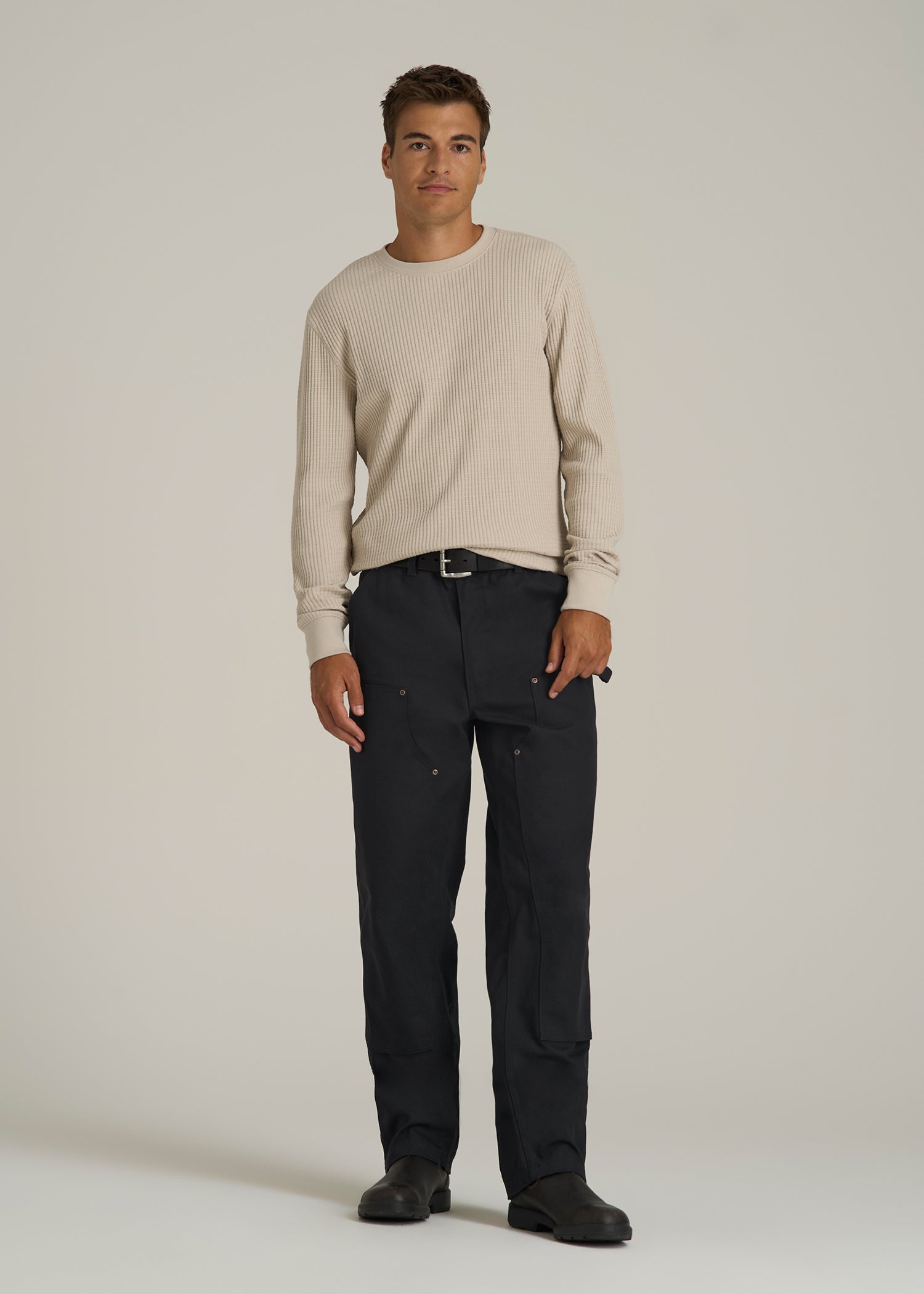 LJ&S Double Front Utility Work Pants for Tall Men in Black
