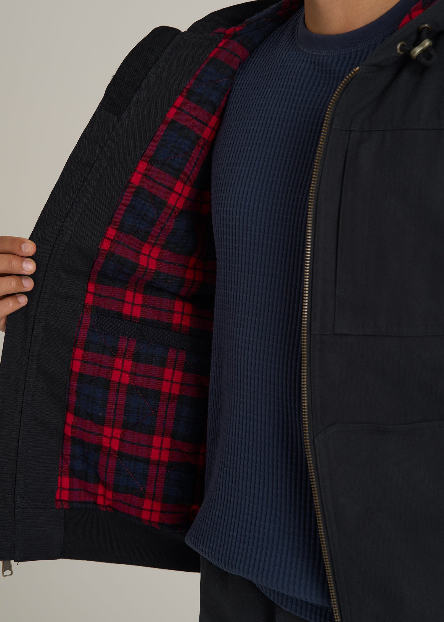 LJ&S Flannel-Lined Canvas Work Jacket for Tall Men in Black