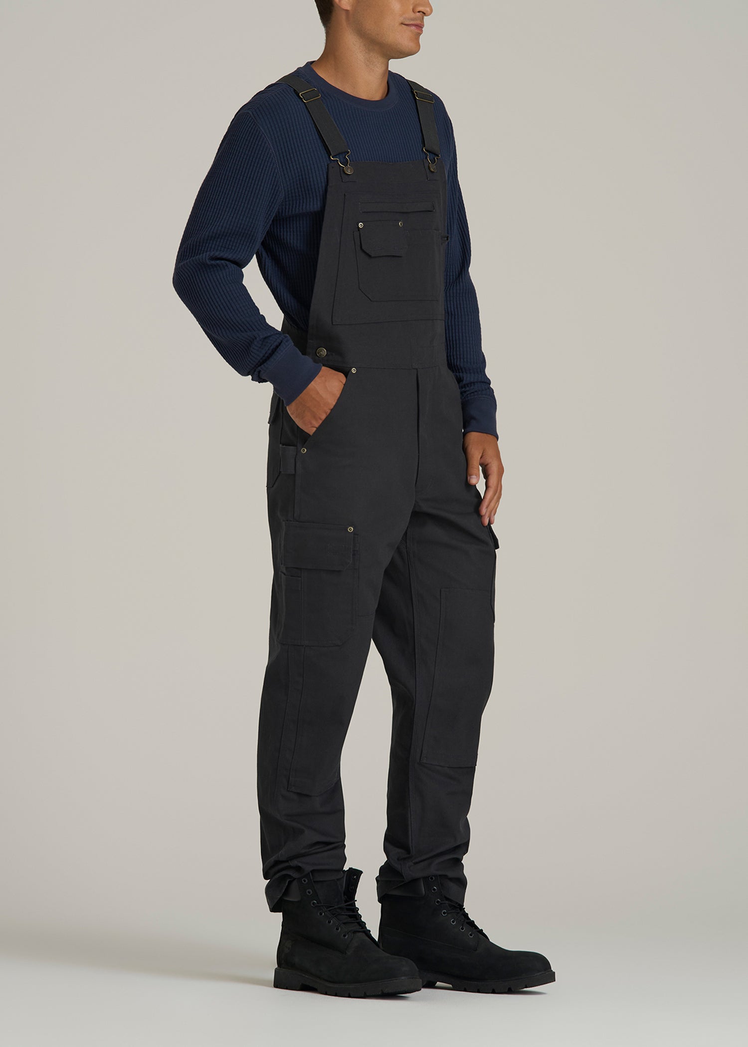 LJ&S Canvas Bib Overalls for Tall Men in Black